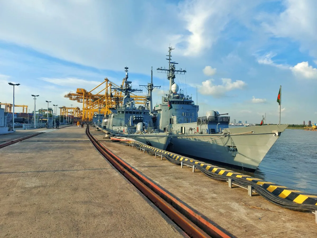 Navy vessels docked at a port