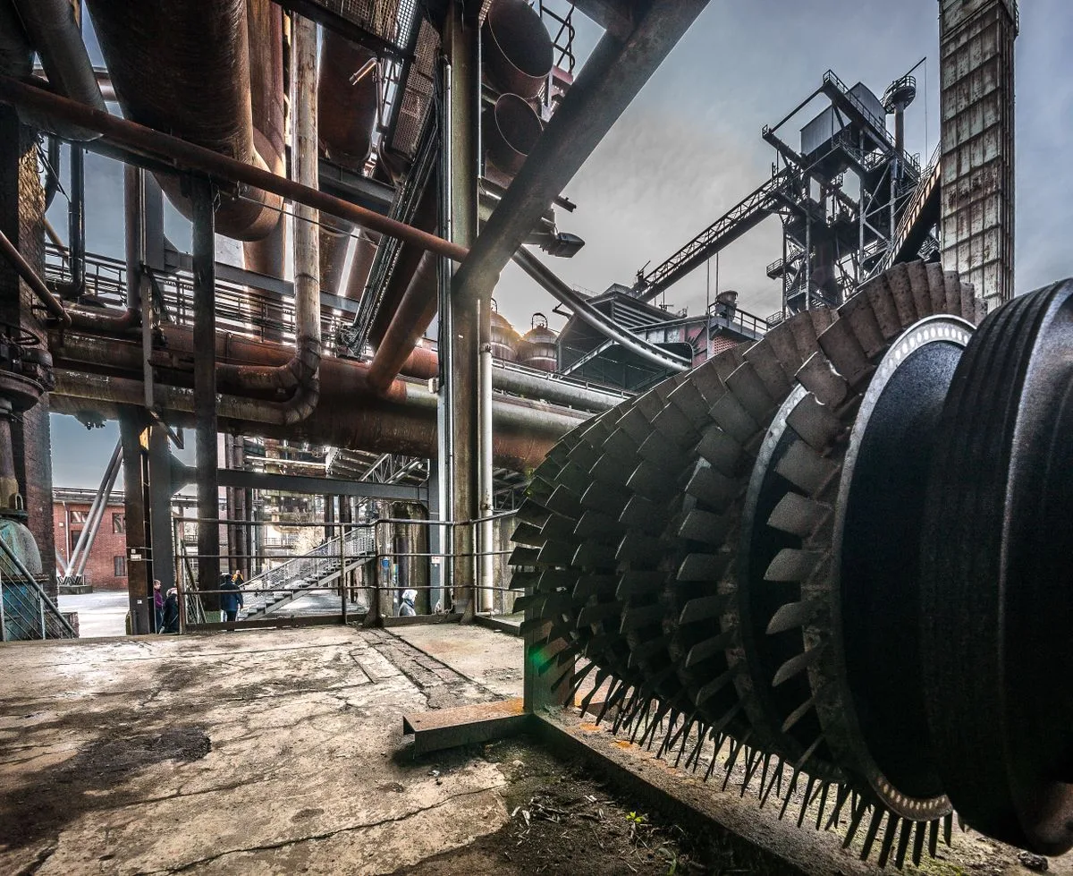 Large industrial machinery inside an engineering plant