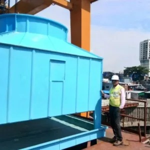 FRP cooling tower manufacturer in India – Cooltech FRP counterflow cooling tower installed on site